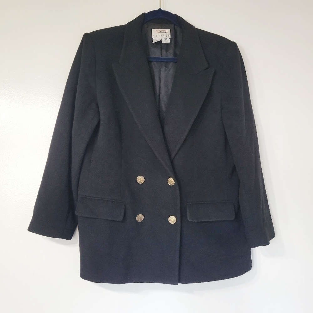 Talbots Petites Black Wool Cashmere Blend Coat Size 16P